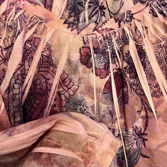 B.L.E.U. Paisley Boho Tunic Top, Y2K Floral Pattern - Picture 3 of 4